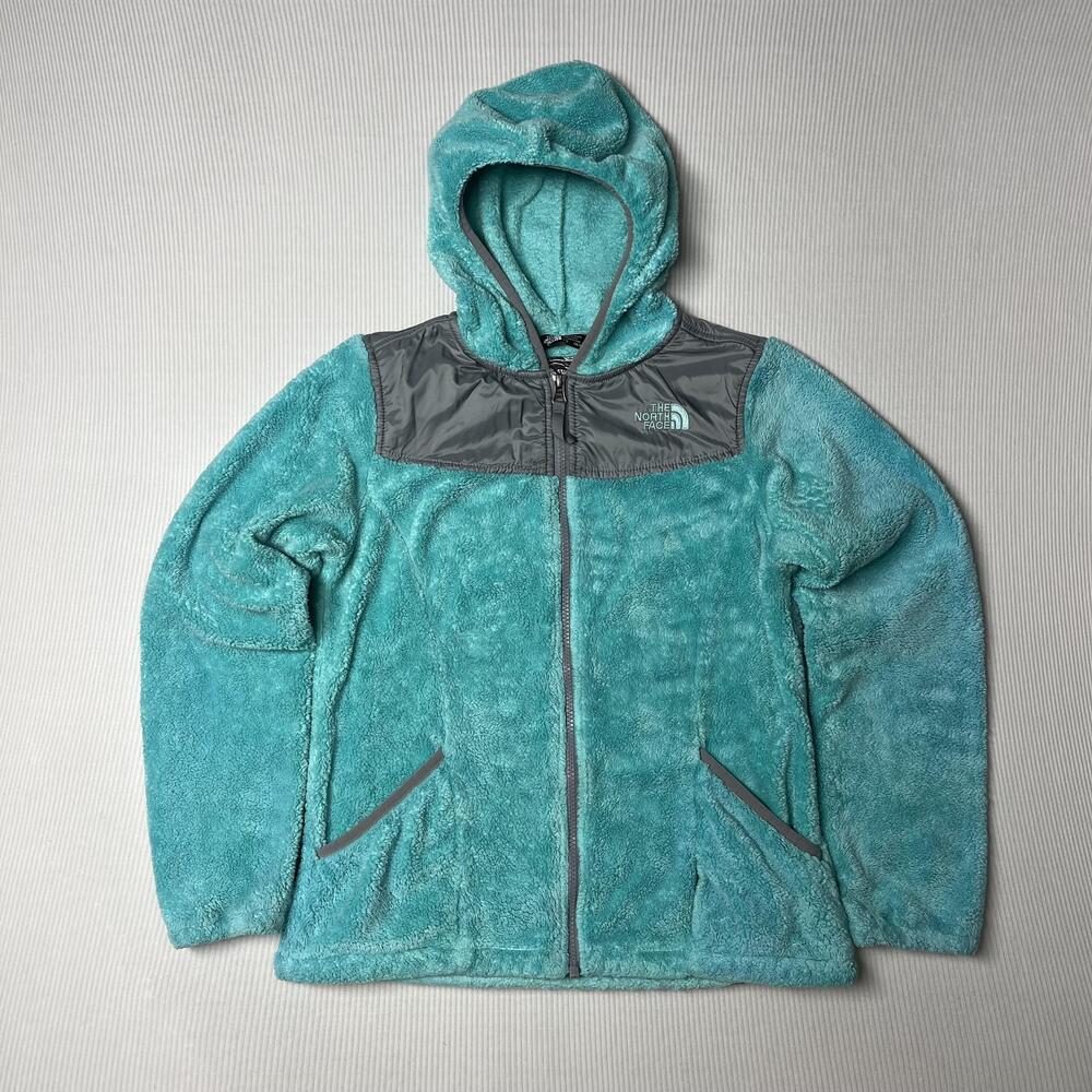 The North Face Jacket Girls Large 14-16 Blue Fleece Hooded Colorblock Full Zip